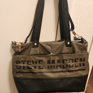 Steve Madden Olive Green and Black Women Duffle Bag